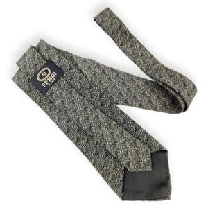 Vintage Abstract Blue & Tan Silk Tie